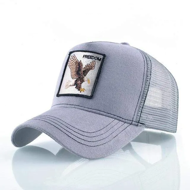 Tiere Stickerei Baseball Caps Männer Frauen Snapback Hip Hop Hut Sommer Atmungsaktive Mesh Sonne Gorras Unisex Streetwear Knochen