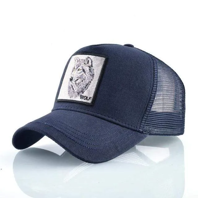 Tiere Stickerei Baseball Caps Männer Frauen Snapback Hip Hop Hut Sommer Atmungsaktive Mesh Sonne Gorras Unisex Streetwear Knochen