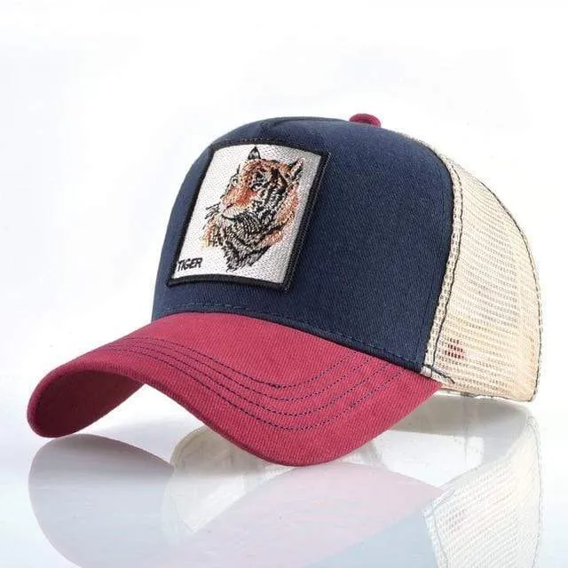 Tiere Stickerei Baseball Caps Männer Frauen Snapback Hip Hop Hut Sommer Atmungsaktive Mesh Sonne Gorras Unisex Streetwear Knochen