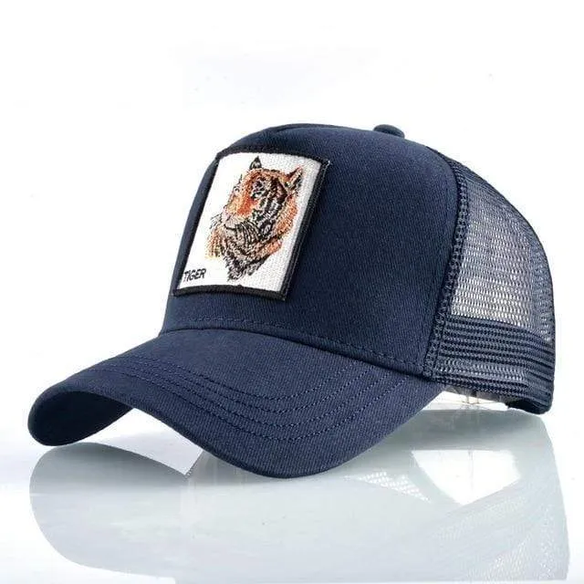 Tiere Stickerei Baseball Caps Männer Frauen Snapback Hip Hop Hut Sommer Atmungsaktive Mesh Sonne Gorras Unisex Streetwear Knochen