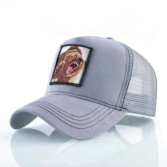 Tiere Stickerei Baseball Caps Männer Frauen Snapback Hip Hop Hut Sommer Atmungsaktive Mesh Sonne Gorras Unisex Streetwear Knochen