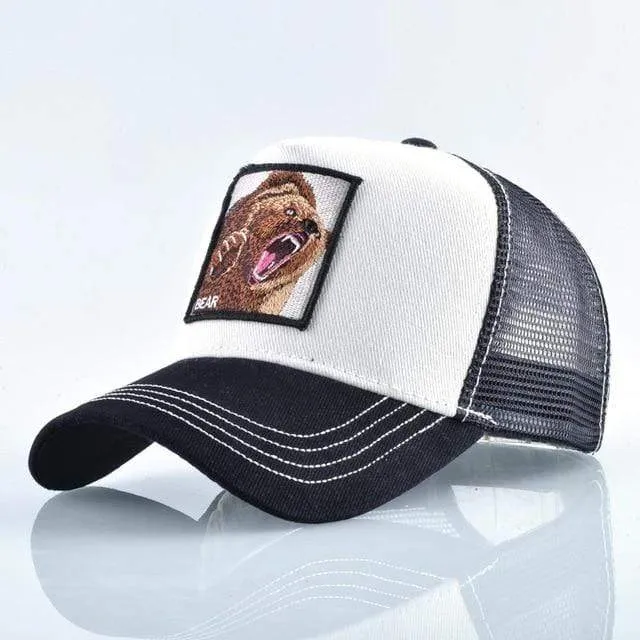 Tiere Stickerei Baseball Caps Männer Frauen Snapback Hip Hop Hut Sommer Atmungsaktive Mesh Sonne Gorras Unisex Streetwear Knochen