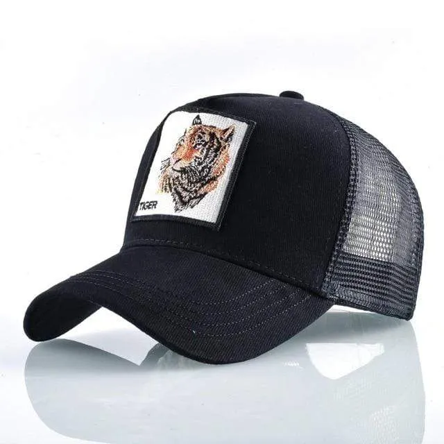 Tiere Stickerei Baseball Caps Männer Frauen Snapback Hip Hop Hut Sommer Atmungsaktive Mesh Sonne Gorras Unisex Streetwear Knochen