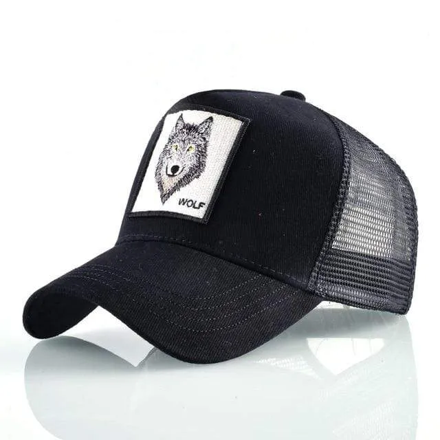 Tiere Stickerei Baseball Caps Männer Frauen Snapback Hip Hop Hut Sommer Atmungsaktive Mesh Sonne Gorras Unisex Streetwear Knochen
