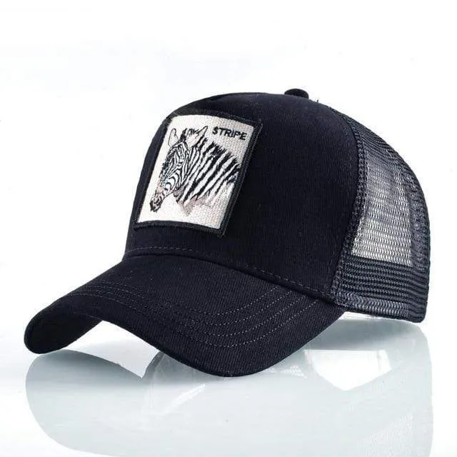 Tiere Stickerei Baseball Caps Männer Frauen Snapback Hip Hop Hut Sommer Atmungsaktive Mesh Sonne Gorras Unisex Streetwear Knochen