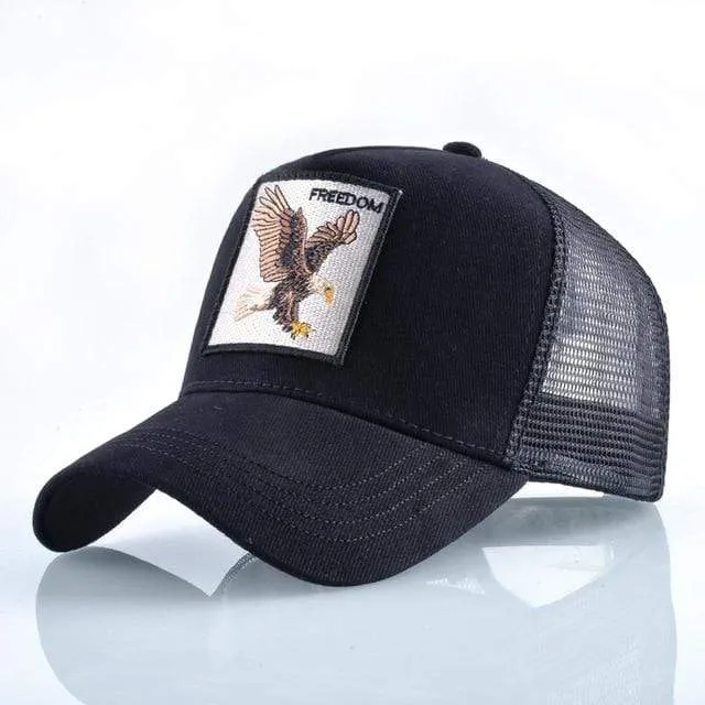 Tiere Stickerei Baseball Caps Männer Frauen Snapback Hip Hop Hut Sommer Atmungsaktive Mesh Sonne Gorras Unisex Streetwear Knochen