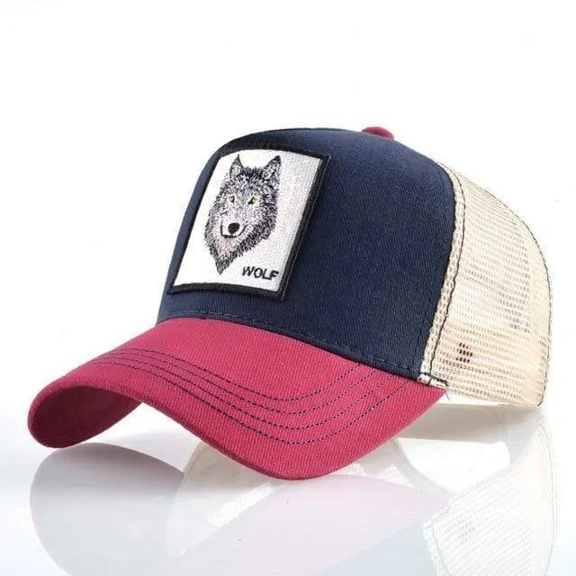 Tiere Stickerei Baseball Caps Männer Frauen Snapback Hip Hop Hut Sommer Atmungsaktive Mesh Sonne Gorras Unisex Streetwear Knochen