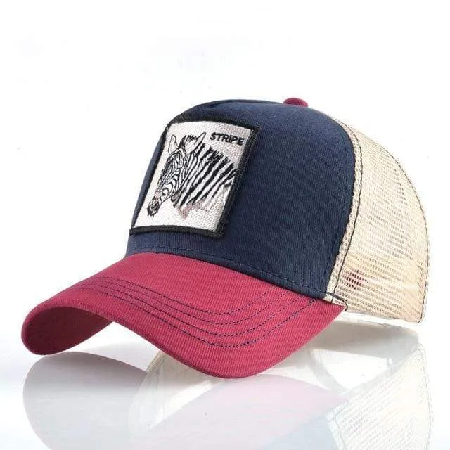 Tiere Stickerei Baseball Caps Männer Frauen Snapback Hip Hop Hut Sommer Atmungsaktive Mesh Sonne Gorras Unisex Streetwear Knochen