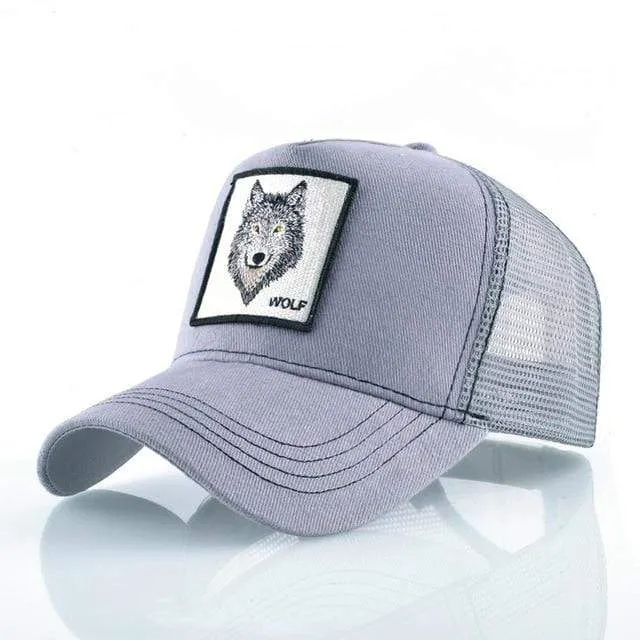 Tiere Stickerei Baseball Caps Männer Frauen Snapback Hip Hop Hut Sommer Atmungsaktive Mesh Sonne Gorras Unisex Streetwear Knochen