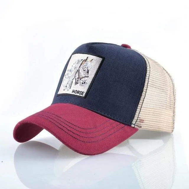 Tiere Stickerei Baseball Caps Männer Frauen Snapback Hip Hop Hut Sommer Atmungsaktive Mesh Sonne Gorras Unisex Streetwear Knochen