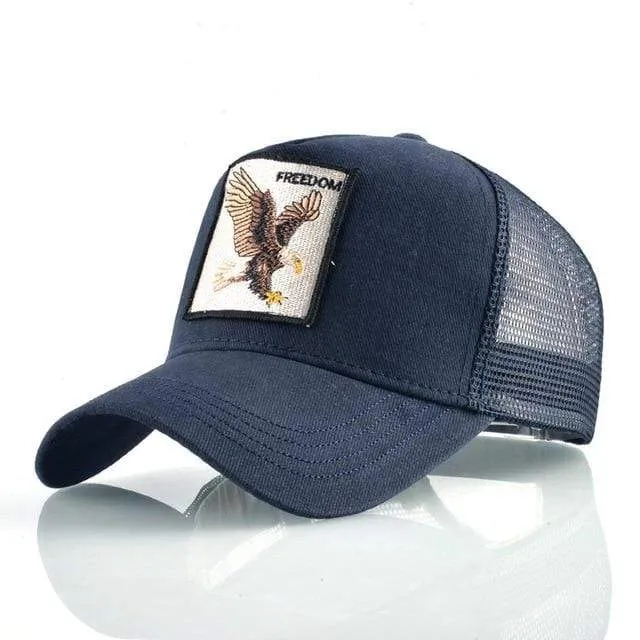 Tiere Stickerei Baseball Caps Männer Frauen Snapback Hip Hop Hut Sommer Atmungsaktive Mesh Sonne Gorras Unisex Streetwear Knochen
