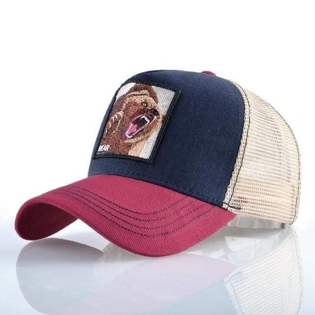 Tiere Stickerei Baseball Caps Männer Frauen Snapback Hip Hop Hut Sommer Atmungsaktive Mesh Sonne Gorras Unisex Streetwear Knochen