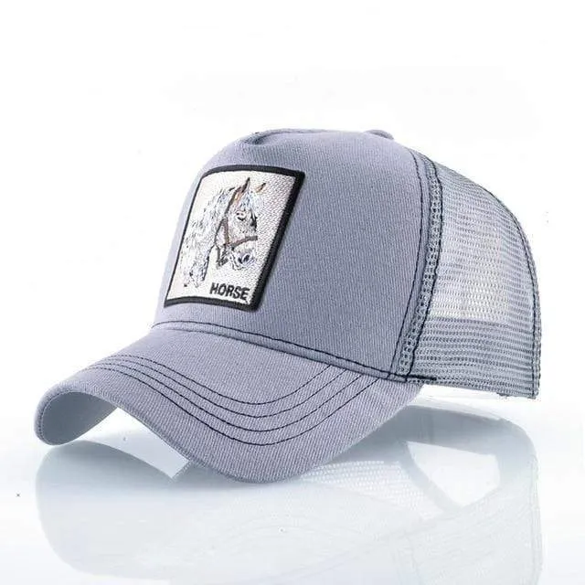 Tiere Stickerei Baseball Caps Männer Frauen Snapback Hip Hop Hut Sommer Atmungsaktive Mesh Sonne Gorras Unisex Streetwear Knochen