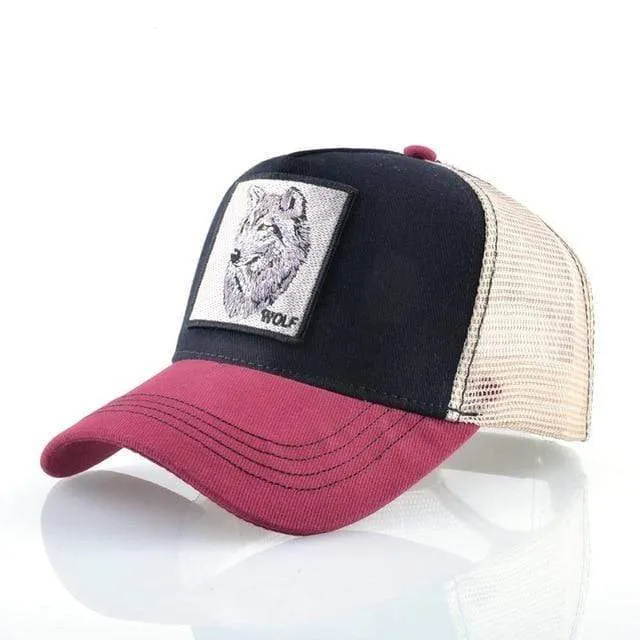Tiere Stickerei Baseball Caps Männer Frauen Snapback Hip Hop Hut Sommer Atmungsaktive Mesh Sonne Gorras Unisex Streetwear Knochen