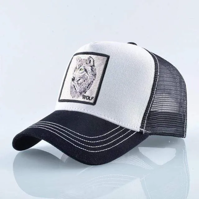 Tiere Stickerei Baseball Caps Männer Frauen Snapback Hip Hop Hut Sommer Atmungsaktive Mesh Sonne Gorras Unisex Streetwear Knochen