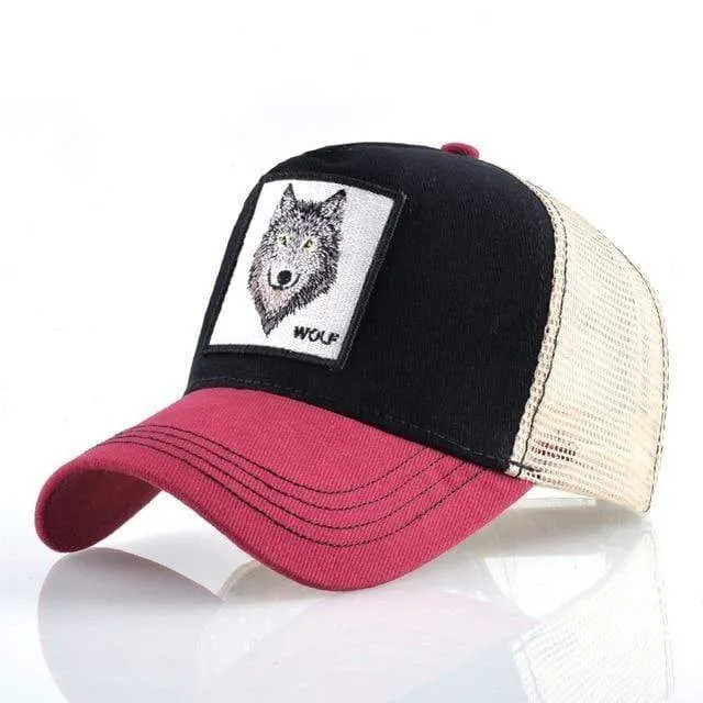 Tiere Stickerei Baseball Caps Männer Frauen Snapback Hip Hop Hut Sommer Atmungsaktive Mesh Sonne Gorras Unisex Streetwear Knochen