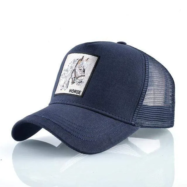 Tiere Stickerei Baseball Caps Männer Frauen Snapback Hip Hop Hut Sommer Atmungsaktive Mesh Sonne Gorras Unisex Streetwear Knochen