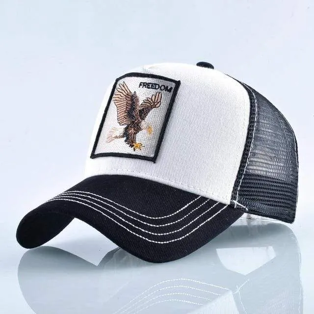 Tiere Stickerei Baseball Caps Männer Frauen Snapback Hip Hop Hut Sommer Atmungsaktive Mesh Sonne Gorras Unisex Streetwear Knochen