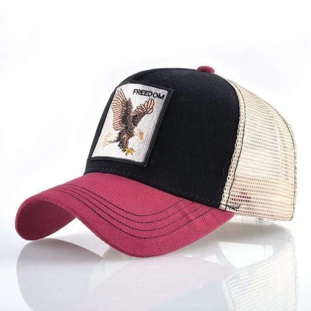 Tiere Stickerei Baseball Caps Männer Frauen Snapback Hip Hop Hut Sommer Atmungsaktive Mesh Sonne Gorras Unisex Streetwear Knochen