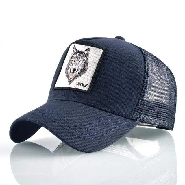 Tiere Stickerei Baseball Caps Männer Frauen Snapback Hip Hop Hut Sommer Atmungsaktive Mesh Sonne Gorras Unisex Streetwear Knochen