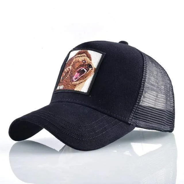 Tiere Stickerei Baseball Caps Männer Frauen Snapback Hip Hop Hut Sommer Atmungsaktive Mesh Sonne Gorras Unisex Streetwear Knochen