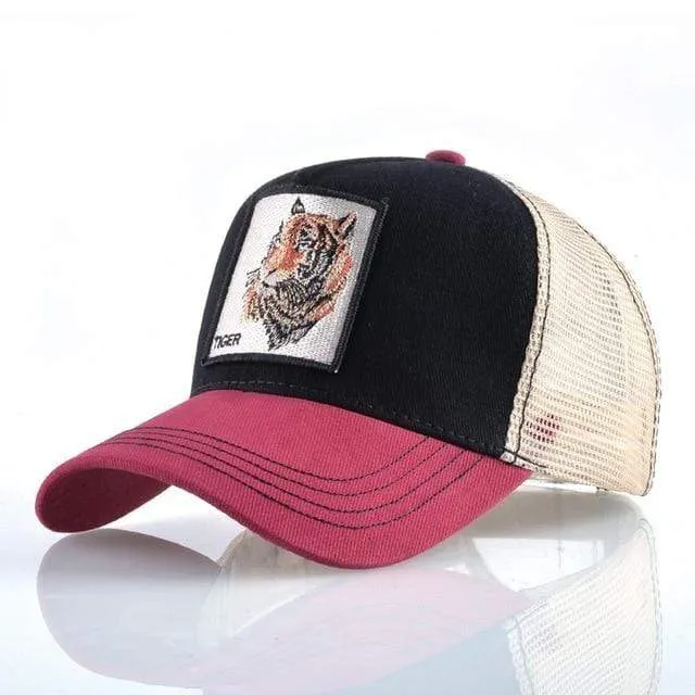 Tiere Stickerei Baseball Caps Männer Frauen Snapback Hip Hop Hut Sommer Atmungsaktive Mesh Sonne Gorras Unisex Streetwear Knochen