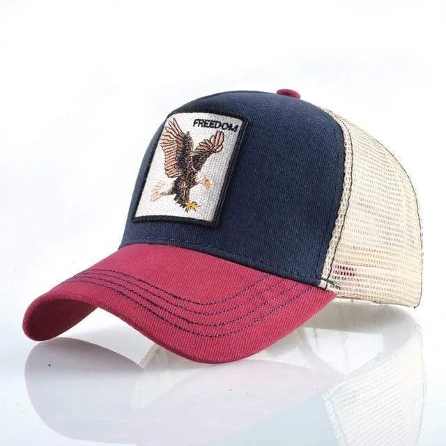Tiere Stickerei Baseball Caps Männer Frauen Snapback Hip Hop Hut Sommer Atmungsaktive Mesh Sonne Gorras Unisex Streetwear Knochen
