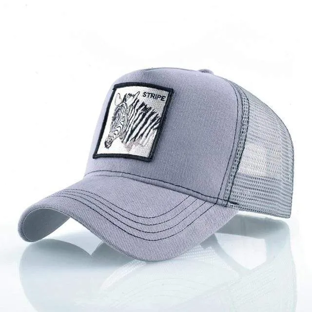 Tiere Stickerei Baseball Caps Männer Frauen Snapback Hip Hop Hut Sommer Atmungsaktive Mesh Sonne Gorras Unisex Streetwear Knochen