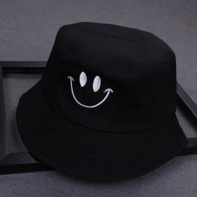 Frauen Lächeln Eimer Hut Doppelseitige Eimer Hut Lächelndes Gesicht Unisex Mode Bob Cap Hip Hop Gorro Männer Sommer Kappe