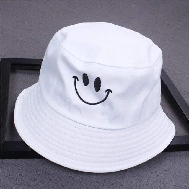 Frauen Lächeln Eimer Hut Doppelseitige Eimer Hut Lächelndes Gesicht Unisex Mode Bob Cap Hip Hop Gorro Männer Sommer Kappe