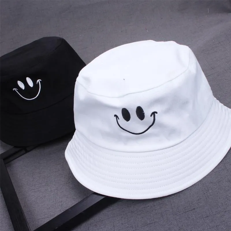 Frauen Lächeln Eimer Hut Doppelseitige Eimer Hut Lächelndes Gesicht Unisex Mode Bob Cap Hip Hop Gorro Männer Sommer Kappe