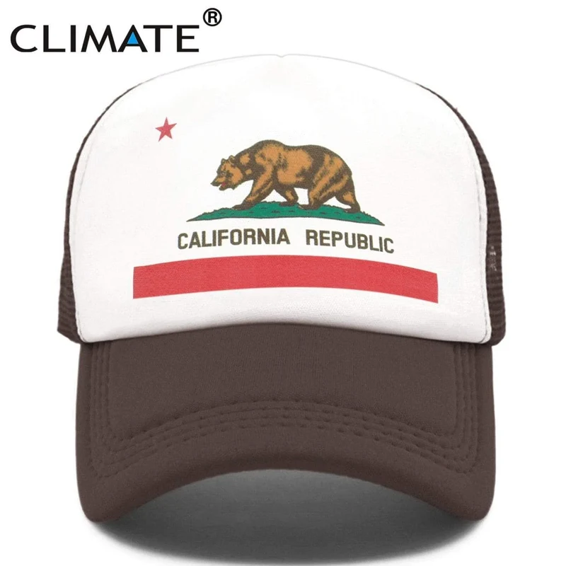 Kalifornien Trucker Cap Männer Bär Kalifornien Republik Flagge Kappe Lustige Hip Hop Hut Kappe Coole Sommer Mesh Cap Erwachsene Kinder kind