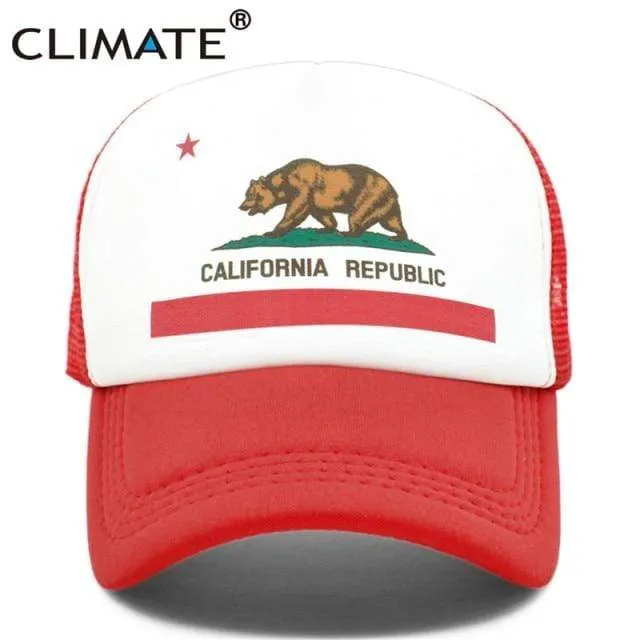 Kalifornien Trucker Cap Männer Bär Kalifornien Republik Flagge Kappe Lustige Hip Hop Hut Kappe Coole Sommer Mesh Cap Erwachsene Kinder kind