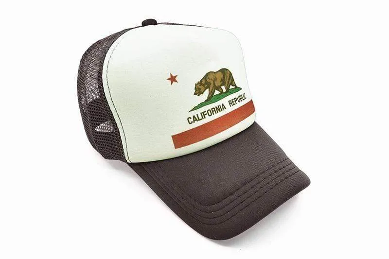 Kalifornien Trucker Cap Männer Bär Kalifornien Republik Flagge Kappe Lustige Hip Hop Hut Kappe Coole Sommer Mesh Cap Erwachsene Kinder kind