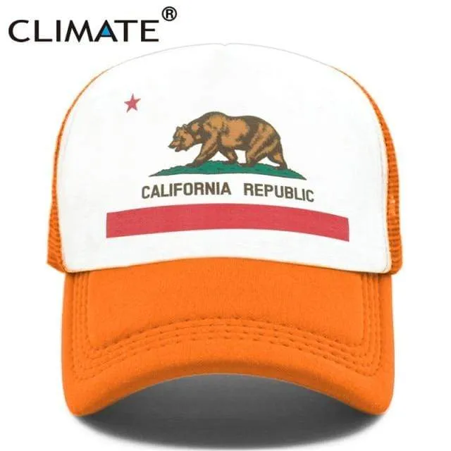 Kalifornien Trucker Cap Männer Bär Kalifornien Republik Flagge Kappe Lustige Hip Hop Hut Kappe Coole Sommer Mesh Cap Erwachsene Kinder kind