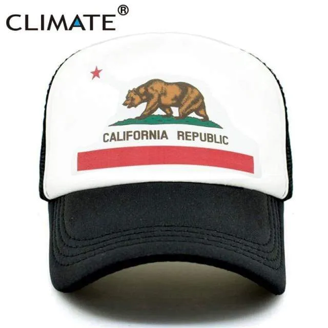 Kalifornien Trucker Cap Männer Bär Kalifornien Republik Flagge Kappe Lustige Hip Hop Hut Kappe Coole Sommer Mesh Cap Erwachsene Kinder kind