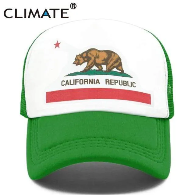 Kalifornien Trucker Cap Männer Bär Kalifornien Republik Flagge Kappe Lustige Hip Hop Hut Kappe Coole Sommer Mesh Cap Erwachsene Kinder kind