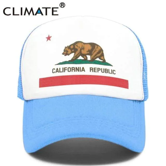 Kalifornien Trucker Cap Männer Bär Kalifornien Republik Flagge Kappe Lustige Hip Hop Hut Kappe Coole Sommer Mesh Cap Erwachsene Kinder kind