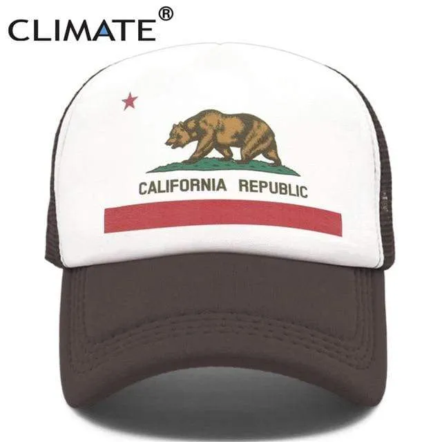 Kalifornien Trucker Cap Männer Bär Kalifornien Republik Flagge Kappe Lustige Hip Hop Hut Kappe Coole Sommer Mesh Cap Erwachsene Kinder kind