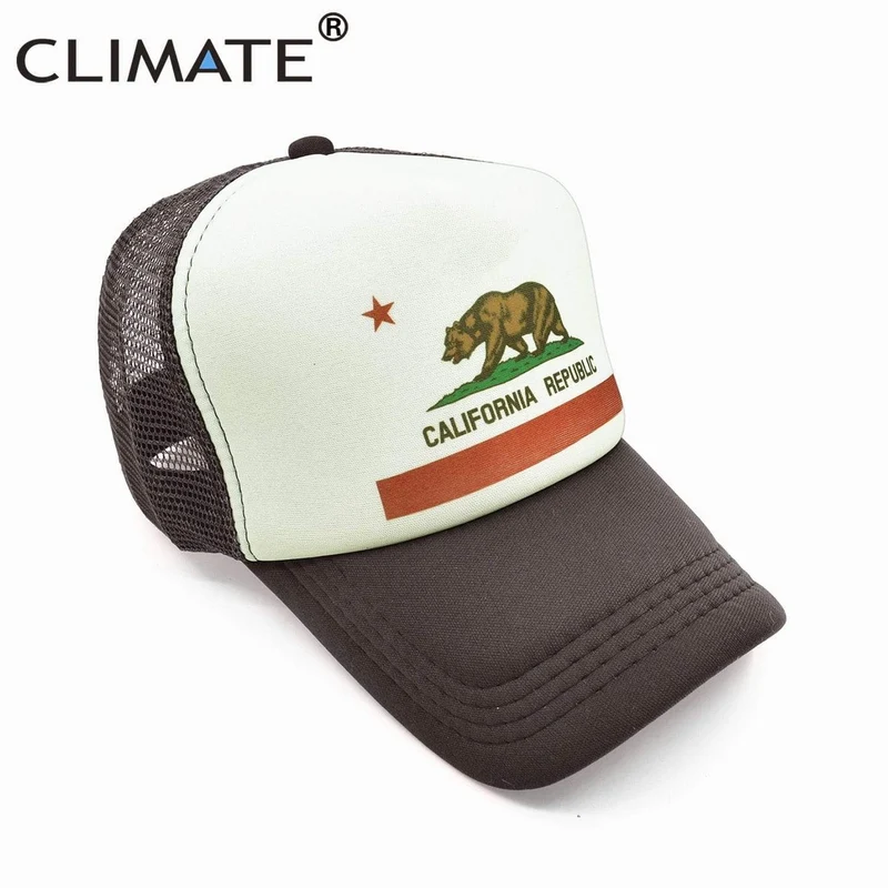 Kalifornien Trucker Cap Männer Bär Kalifornien Republik Flagge Kappe Lustige Hip Hop Hut Kappe Coole Sommer Mesh Cap Erwachsene Kinder kind