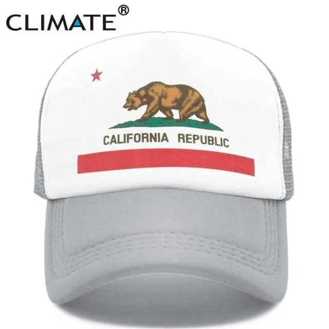 Kalifornien Trucker Cap Männer Bär Kalifornien Republik Flagge Kappe Lustige Hip Hop Hut Kappe Coole Sommer Mesh Cap Erwachsene Kinder kind