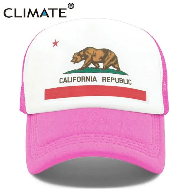 Kalifornien Trucker Cap Männer Bär Kalifornien Republik Flagge Kappe Lustige Hip Hop Hut Kappe Coole Sommer Mesh Cap Erwachsene Kinder kind