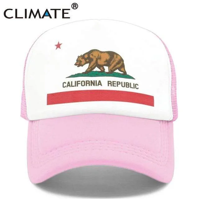 Kalifornien Trucker Cap Männer Bär Kalifornien Republik Flagge Kappe Lustige Hip Hop Hut Kappe Coole Sommer Mesh Cap Erwachsene Kinder kind