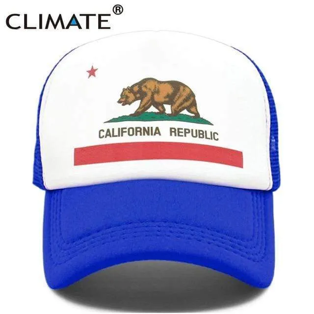 Kalifornien Trucker Cap Männer Bär Kalifornien Republik Flagge Kappe Lustige Hip Hop Hut Kappe Coole Sommer Mesh Cap Erwachsene Kinder kind