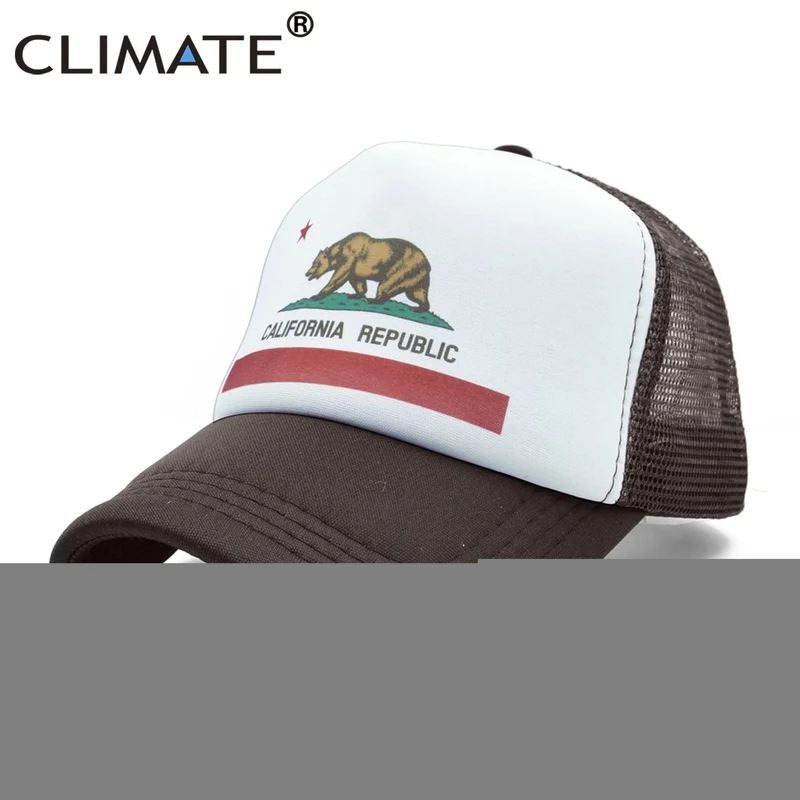 Kalifornien Trucker Cap Männer Bär Kalifornien Republik Flagge Kappe Lustige Hip Hop Hut Kappe Coole Sommer Mesh Cap Erwachsene Kinder kind