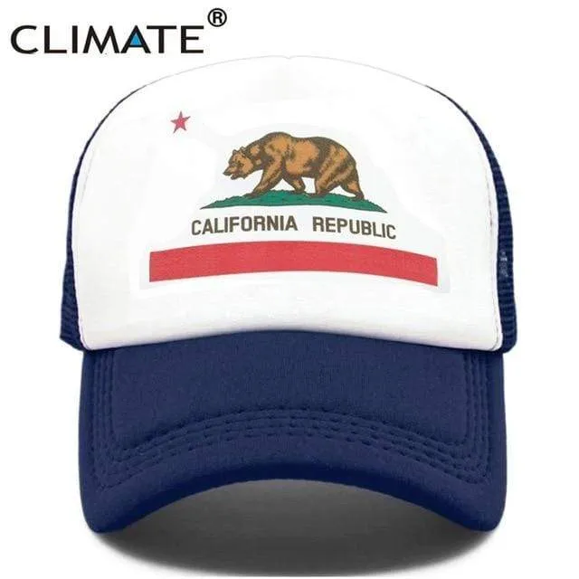 Kalifornien Trucker Cap Männer Bär Kalifornien Republik Flagge Kappe Lustige Hip Hop Hut Kappe Coole Sommer Mesh Cap Erwachsene Kinder kind