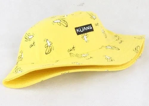 Panama Eimer Hut Männer Frauen Sommer Eimer Kappe Banana Drucken Gelb Hut Bob Hut Hip Hop Gorros Angeln Fischer Hut