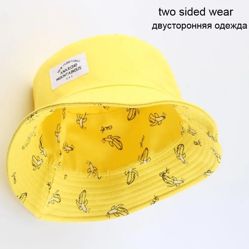 Panama Eimer Hut Männer Frauen Sommer Eimer Kappe Banana Drucken Gelb Hut Bob Hut Hip Hop Gorros Angeln Fischer Hut
