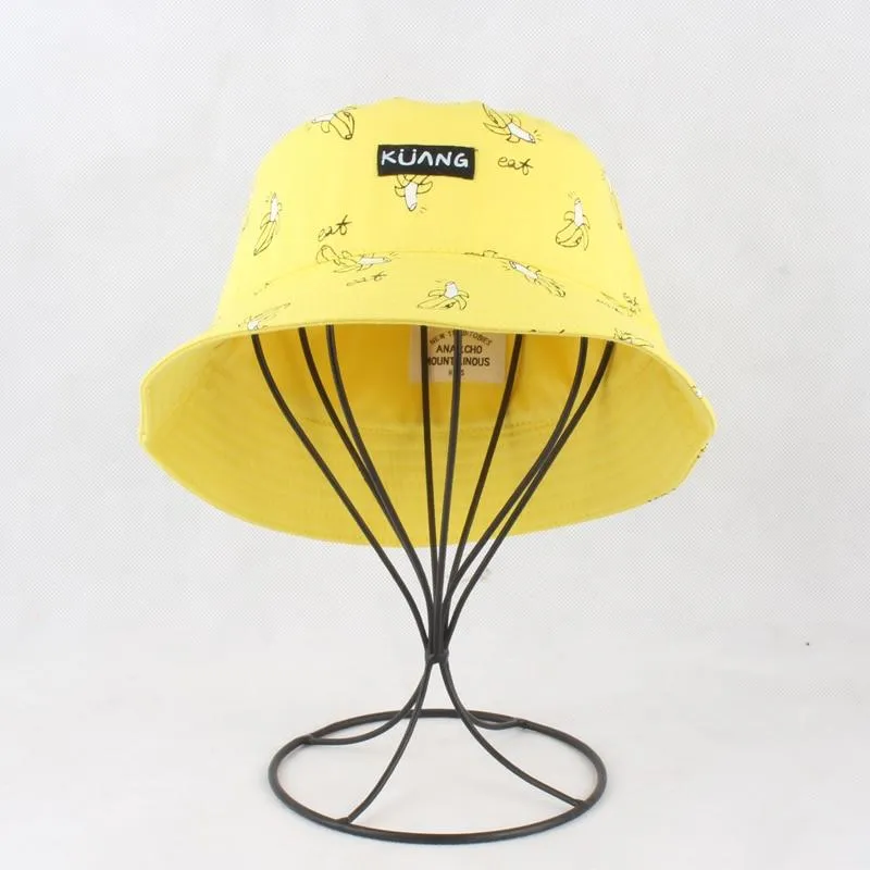 Panama Eimer Hut Männer Frauen Sommer Eimer Kappe Banana Drucken Gelb Hut Bob Hut Hip Hop Gorros Angeln Fischer Hut