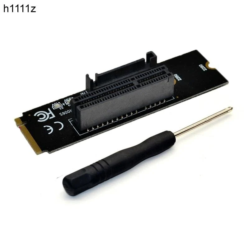 NGFF M.2 auf PCI-E 4X Riser-Karte M2 M Key auf PCIe X4 Adapter mit LED-Anzeige SATA Power Riser für Bitcoin Miner Mining